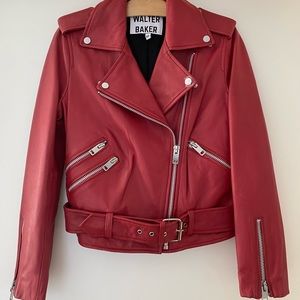 NWT Walter Baker Allison Red Leather Jacket xs